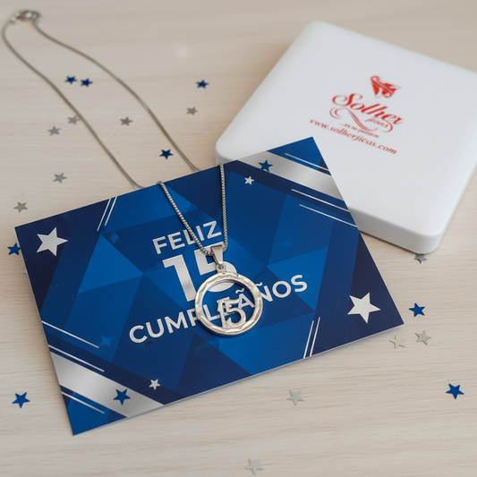 Cadena con Colgante Quince en un Aro Plata