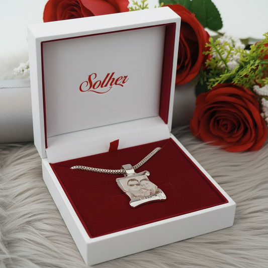 Cadena Placa Pergamino Personalizado Plata