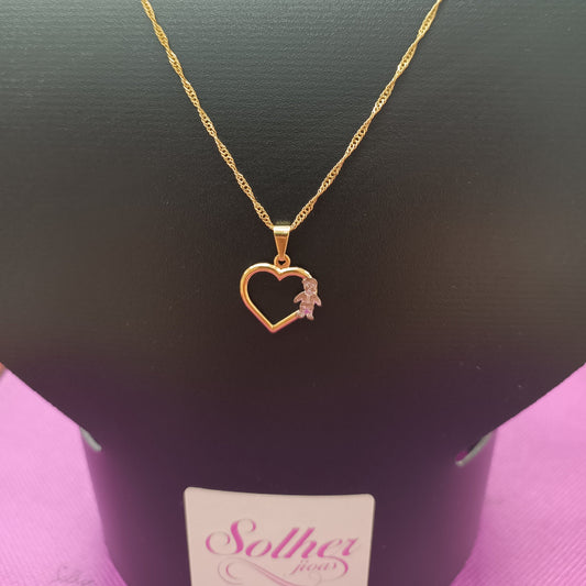 Cadena con colgante corazón niño gold