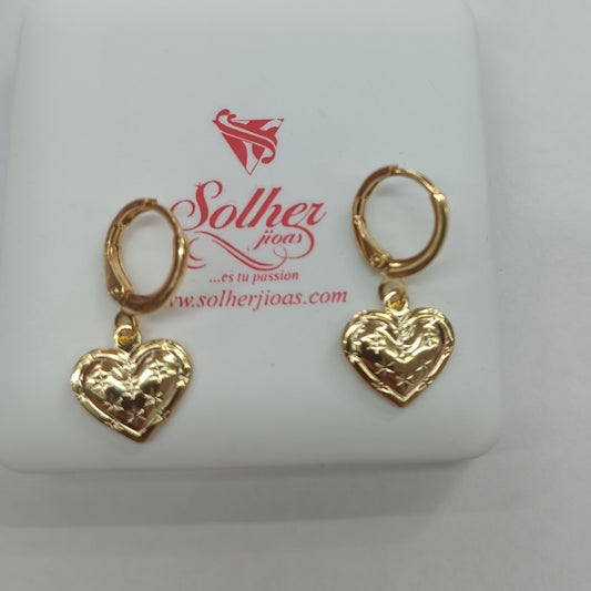 Pendientes Corazon Estrellado Gold.