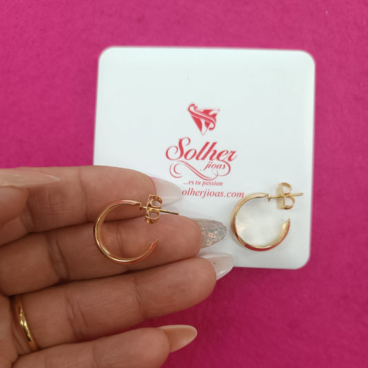 Argollas doble caña lisa tamaño S Gold