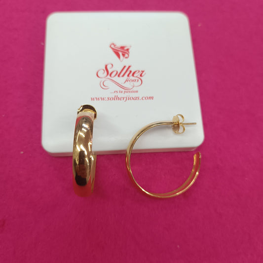Argollas doble caña lisa tamaño XL Gold