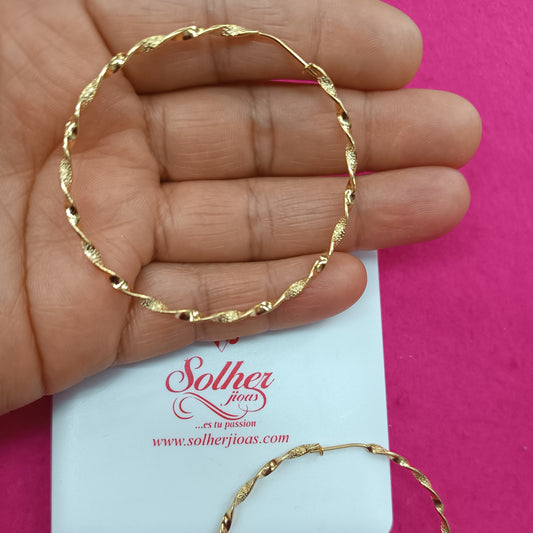 Argolla XXL trenzada diamantada Gold