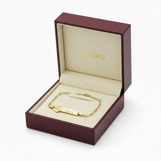 Pulsera Chupete Placa  Personalizado Niños y Bebe  en 100% en Oro 18 Kilates.
