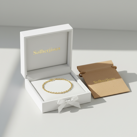 Pulsera 100%  hueca en Oro de 18 Kl. con eslabón rolot alargado