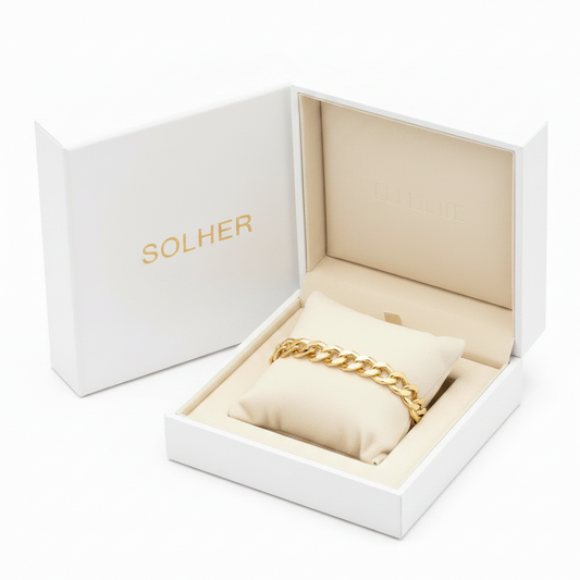Pulsera barbada hueca 100% en Oro de 18 Kl.Ancho de 6.50mm