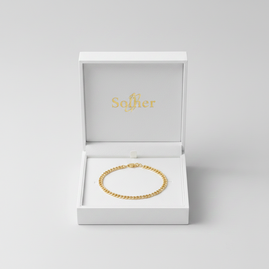 Pulsera barbada hueca  100% en Oro de 18 Kl.