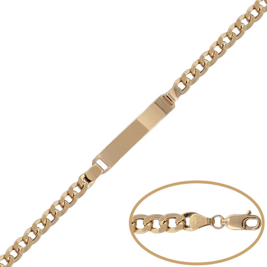 Pulsera hueca en 100% Oro de 18 Kl. con placa.