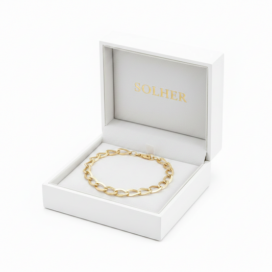 Pulsera hueca en 100% Oro de 18 Kl. Ancho de 5mm.
