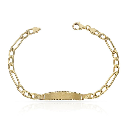 Pulsera Personalizado  en 100% Oro de 18 Kl. Modelo de eslabones 3x1 con placa.