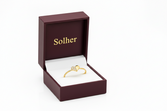 Sortija corazón en 100% Oro de 18 Kl. con circonitas.