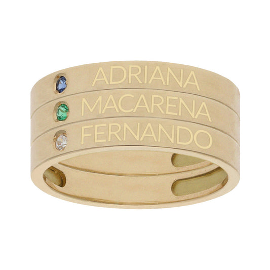 3 Sortijas 100% en Oro de 18 Kl. personalizables con nombres.