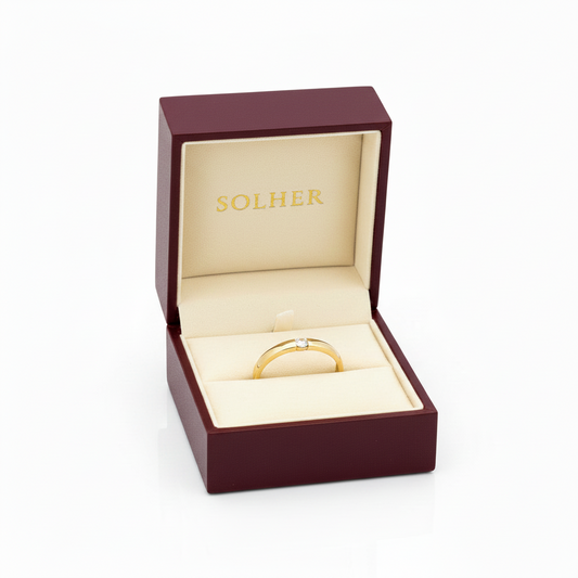 Sortija 100% en Oro de 18 Kl. con circonita.