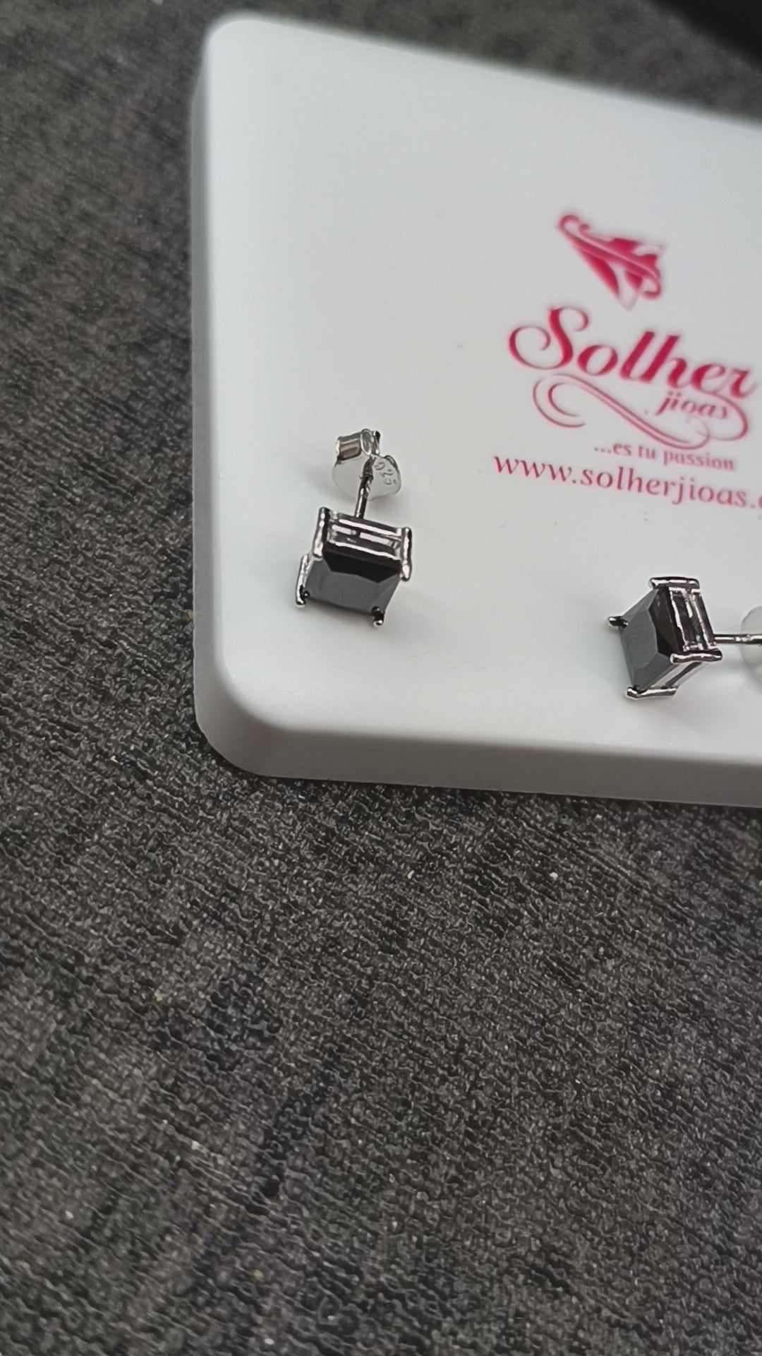 Pendientes Circón Onix corté cuadrado Silver