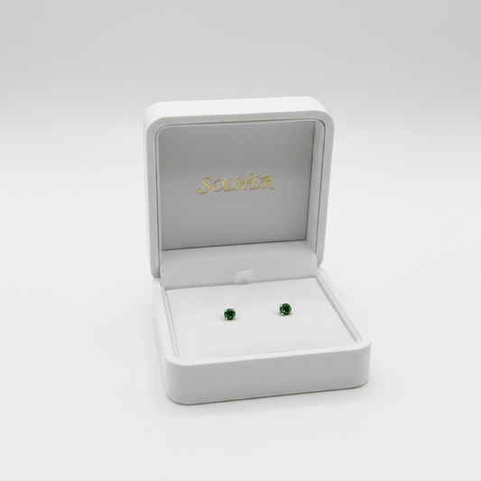 Pendientes Mini Circón Peridot Silver.