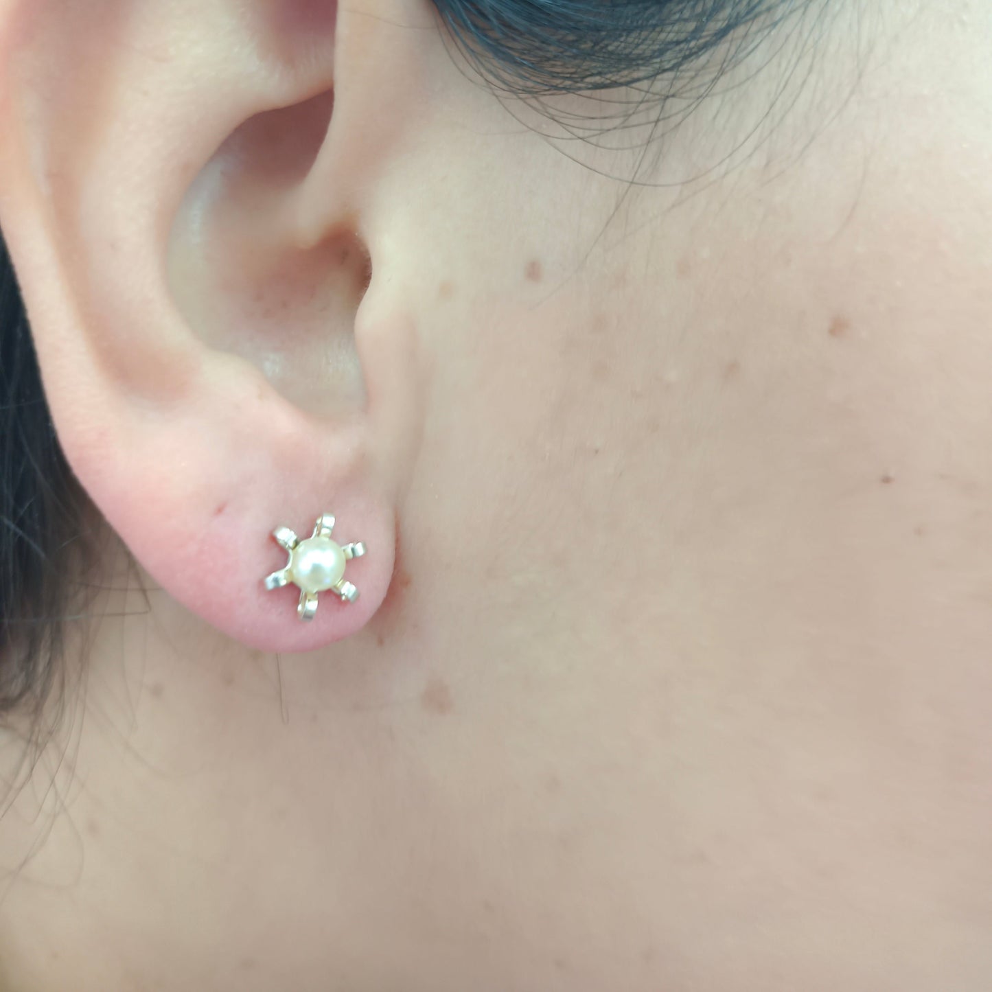 Pendientes Flor Perla Plata