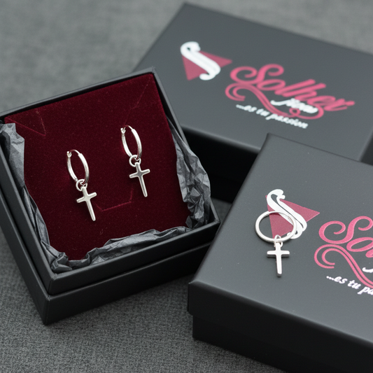 Argollas con Aleatorio Cruz unisex Silver.