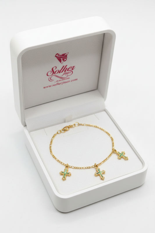 Tobillera con 3 aleatorios  en Cruz Gold.
