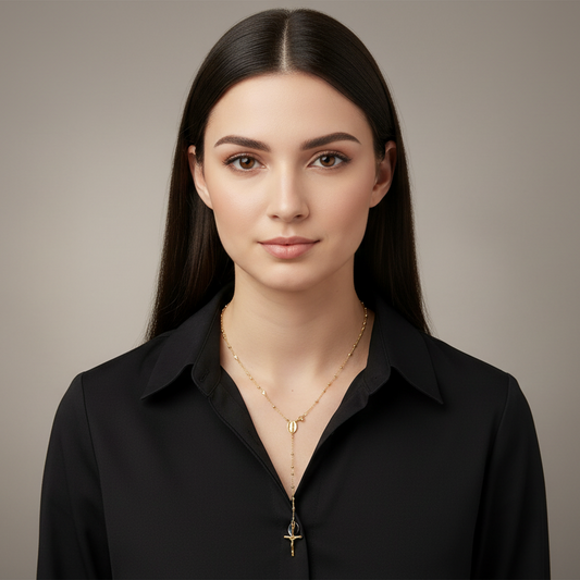 Rosario  4mm   Silver and Gold 70cm-
