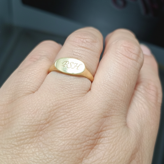 ANILLO PLATA 925 SELLO OVALADO APAISADO