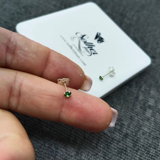Pendientes Mini Circón Peridot Silver.