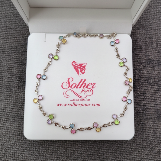 Tobillera Lazos con circonitas de colores .