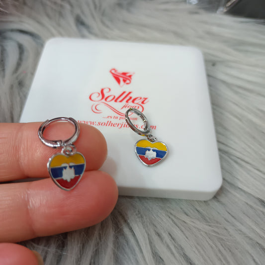Pendiente Corazón ❤️ Ecuador 🇪🇨 Rodio.