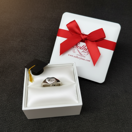Anillo Sello Corazón  S Personalizable  Silver