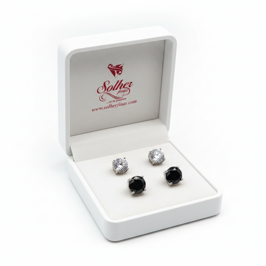 Pendientes  Circón corte Redondo   silver